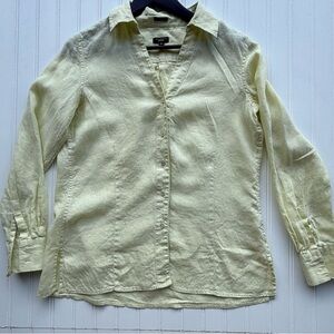 Talbots Soft Yellow Irish 100 % Linen Top